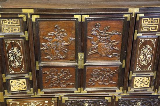 An early 20th century Chinese rosewood cabinet, W.4ft 5.5in.